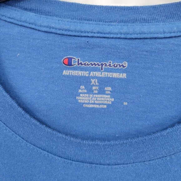 Champion Men Blue Short Sleeve Crew Neck Stripe Graphic Tee Shirt Top Size XL - Picture 4 of 11